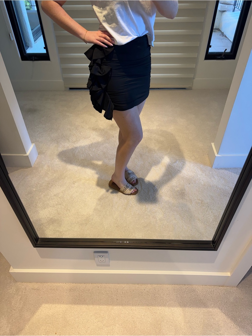 Astr Ruffled Side Mini Skirt in Black